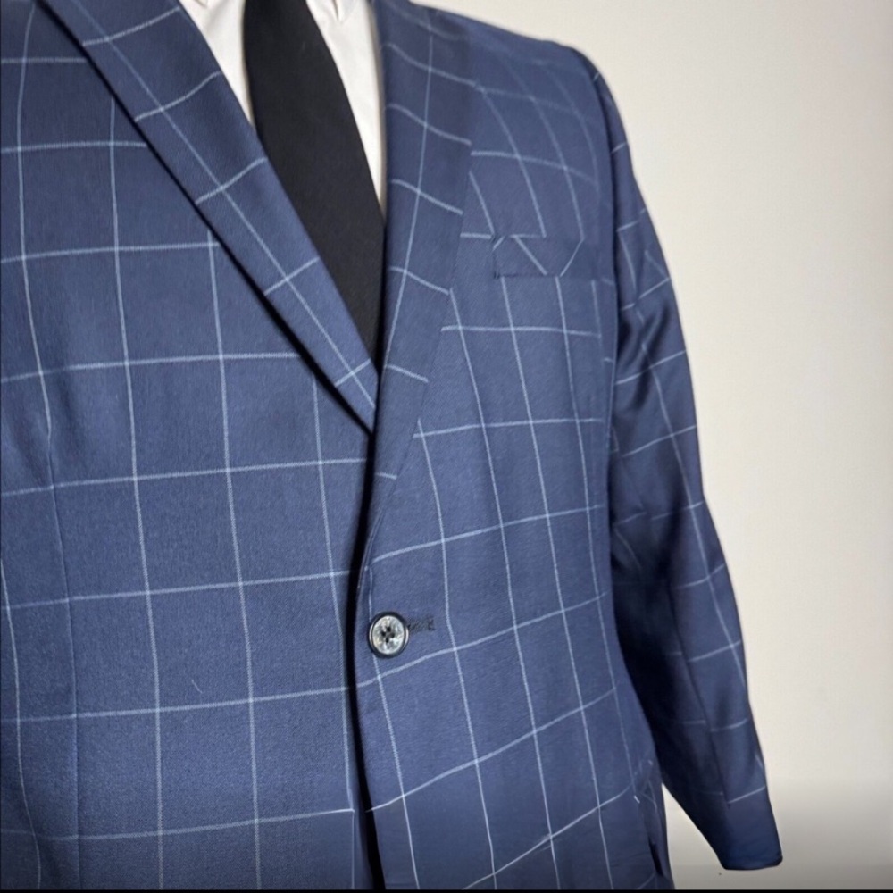 Valentino Navy Blue Checkered Suit - Picture 2 of 15